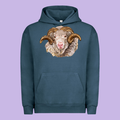 Merino Wool Ram Urban Hoodie Designed By Barkaloodesign