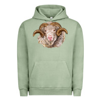 Pigment Oil Green merino wool ram Urban Hoodie - BarkalooDesign