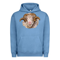 Pigment Pebble Blue merino wool ram Urban Hoodie - BarkalooDesign