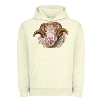 Pigment Pistachio merino wool ram Urban Hoodie - BarkalooDesign