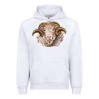 White merino wool ram Urban Hoodie - BarkalooDesign