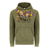 Vintage Olive Mardi Gras Heifers Vintage Hoodie - HowdyJamesFarm