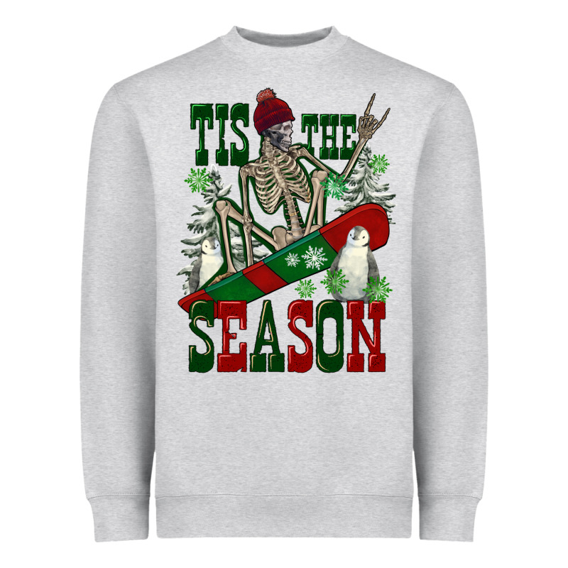 Tis The Season Skeleton Snowboard Heavyweight Sweatshirt by FaDigitalArtStudio | Teevron