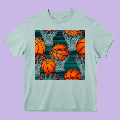 Basketball Hoop Seamless Pattern Heavy Core Tee Designed By Bundleandbundleshop