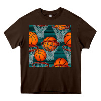 Chocolate Brown basketball hoop seamless pattern Heavy Core Tee - BundleAndBundleShop