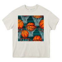 Cream basketball hoop seamless pattern Heavy Core Tee - BundleAndBundleShop