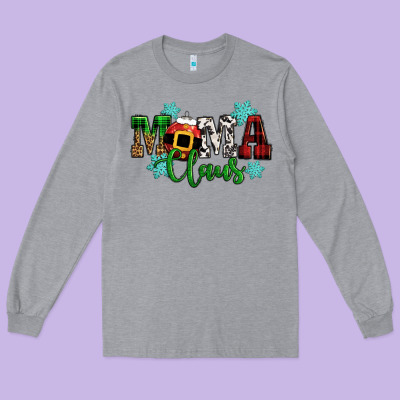 Mama Claus Christmas Long Sleeve Tee Designed By Cowgirlartshop