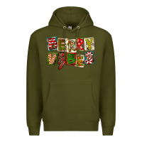 Army Green Merry Vibes Premium Hoodie - FaDigitalArtStudio