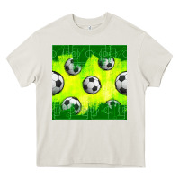 Cream soccer balls with field  and tactics seamless pattern Heavy Core Tee - BundleAndBundleShop