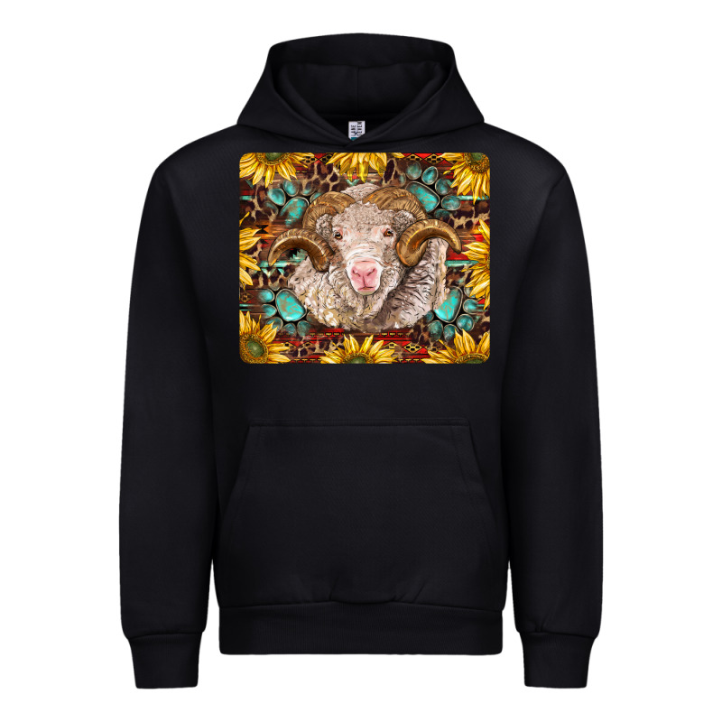 Merino Ram With Sunflowers And Gemstone Mousepad Urban Hoodie by BarkalooDesign | Teevron