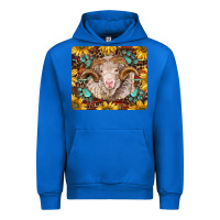 Cobalt merino ram with sunflowers and gemstone mousepad Urban Hoodie - BarkalooDesign