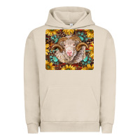 Pigment French Oak merino ram with sunflowers and gemstone mousepad Urban Hoodie - BarkalooDesign