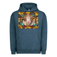 Pigment Midnight Navy merino ram with sunflowers and gemstone mousepad Urban Hoodie - BarkalooDesign