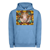 Pigment Pebble Blue merino ram with sunflowers and gemstone mousepad Urban Hoodie - BarkalooDesign