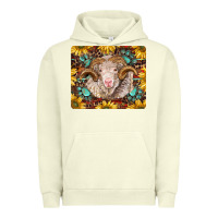 Pigment Pistachio merino ram with sunflowers and gemstone mousepad Urban Hoodie - BarkalooDesign