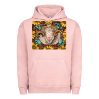 Pigment Salmon merino ram with sunflowers and gemstone mousepad Urban Hoodie - BarkalooDesign