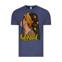 Vintage Denim Fall afro woman blessed Vintage Tee - NancyCooperArtShop