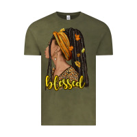 Vintage Olive Fall afro woman blessed Vintage Tee - NancyCooperArtShop