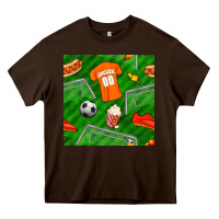 Chocolate Brown soccer ball uniform and shoes seamless pattern Heavy Core Tee - BundleAndBundleShop