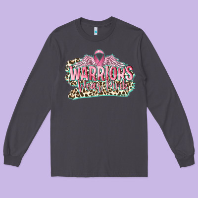 Warriors Wear Pink Breast Cancer Long Sleeve Tee Designed By Cowgirlartshop