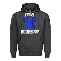 Charcoal Heather Boo Berry Halloween Funny Blueberry for Berries Fans Premium Zipper Hoodie - lanVoArt