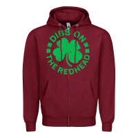 Burgundy dibs on the redhead  st patricks day Zipper Hoodie - lanVoArt