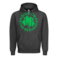 Charcoal Heather dibs on the redhead  st patricks day Zipper Hoodie - lanVoArt