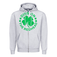Heather Grey dibs on the redhead  st patricks day Zipper Hoodie - lanVoArt