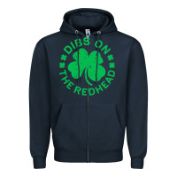 Navy dibs on the redhead  st patricks day Zipper Hoodie - lanVoArt