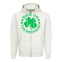 Oatmeal Heather dibs on the redhead  st patricks day Zipper Hoodie - lanVoArt