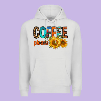Coffee Please Western Doodle Letters Premium Hoodie Designed By Fadigitalartstudio