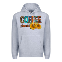 Heather Grey coffee please western doodle letters Premium Hoodie - FaDigitalArtStudio