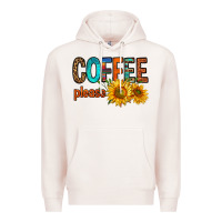 Pale Pink coffee please western doodle letters Premium Hoodie - FaDigitalArtStudio
