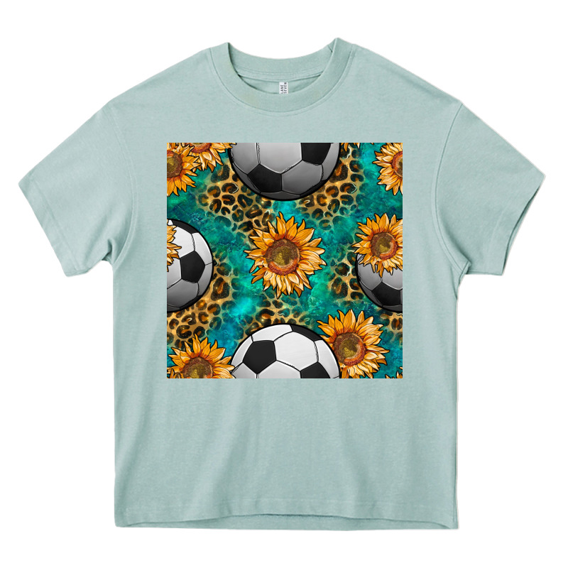 Soccer Balls And Sunflowers With Leopard And Gemstone Seamless Pattern Heavy Core Tee by BundleAndBundleShop | Teevron