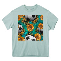 Arona soccer balls and sunflowers with leopard and gemstone seamless pattern Heavy Core Tee - BundleAndBundleShop