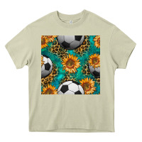 Mossy soccer balls and sunflowers with leopard and gemstone seamless pattern Heavy Core Tee - BundleAndBundleShop