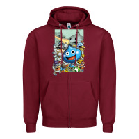 Burgundy dragon quest slime print Zipper Hoodie - lanVoArt