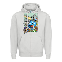 Dove Grey dragon quest slime print Zipper Hoodie - lanVoArt