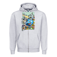 Heather Grey dragon quest slime print Zipper Hoodie - lanVoArt