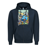 Navy dragon quest slime print Zipper Hoodie - lanVoArt