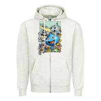 Oatmeal Heather dragon quest slime print Zipper Hoodie - lanVoArt