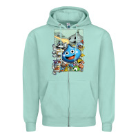 Seafoam dragon quest slime print Zipper Hoodie - lanVoArt