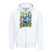 White dragon quest slime print Zipper Hoodie - lanVoArt