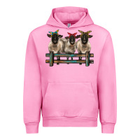 Fuchsia Pink 3 sheeps suffolk ewe with bandanas and fence Urban Hoodie - BarkalooDesign