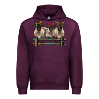 Mauve Wine 3 sheeps suffolk ewe with bandanas and fence Urban Hoodie - BarkalooDesign
