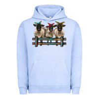 Pigment Grape Ice 3 sheeps suffolk ewe with bandanas and fence Urban Hoodie - BarkalooDesign
