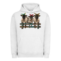 Pigment Lunar Rock 3 sheeps suffolk ewe with bandanas and fence Urban Hoodie - BarkalooDesign