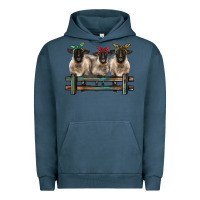 Pigment Midnight Navy 3 sheeps suffolk ewe with bandanas and fence Urban Hoodie - BarkalooDesign