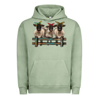 Pigment Oil Green 3 sheeps suffolk ewe with bandanas and fence Urban Hoodie - BarkalooDesign