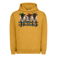 Pigment Peanut Butter 3 sheeps suffolk ewe with bandanas and fence Urban Hoodie - BarkalooDesign